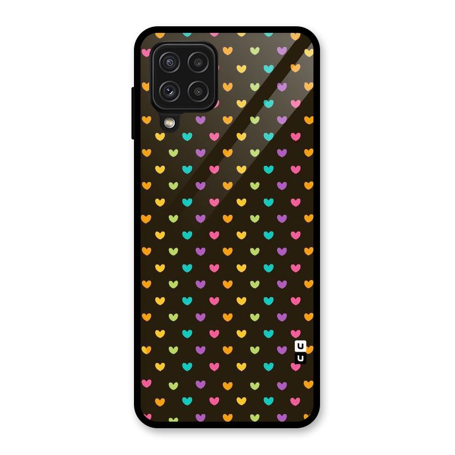 Rainbow Hearts Glass Back Case for Galaxy A22 4G