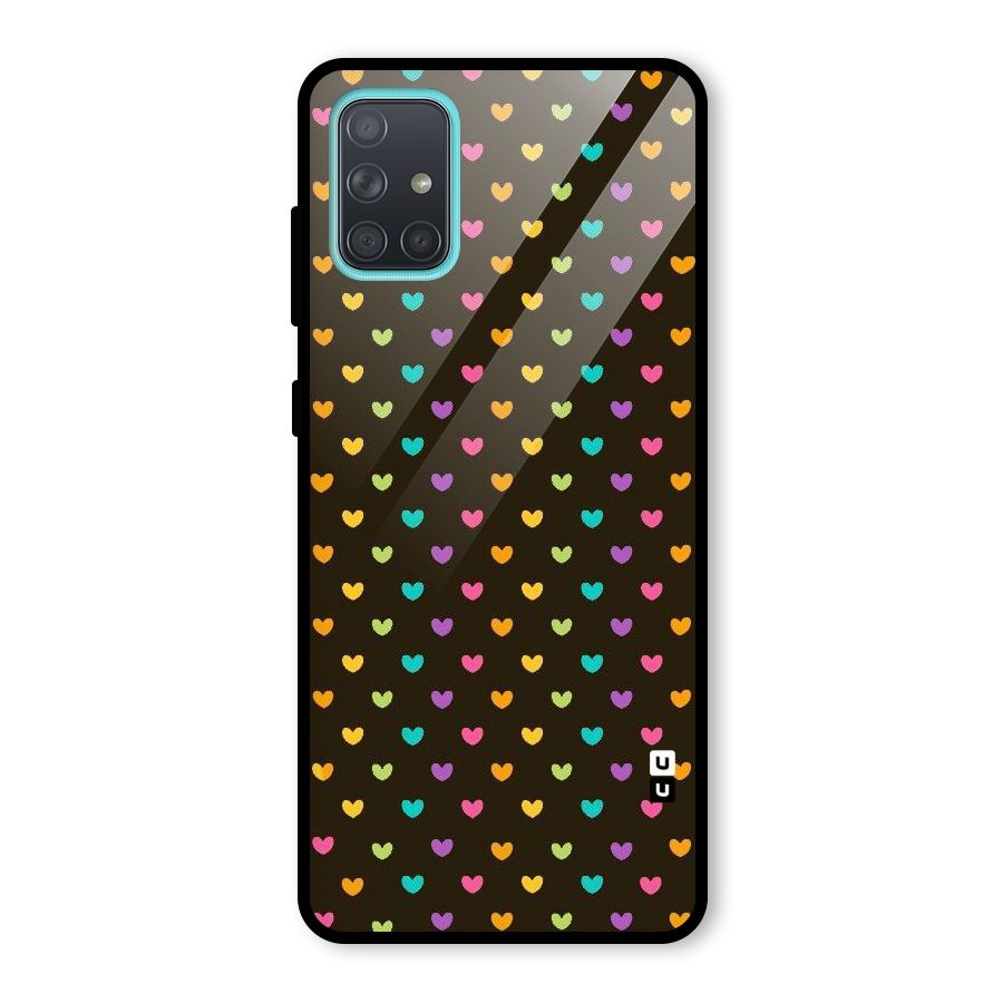 Rainbow Hearts Glass Back Case for Galaxy A71