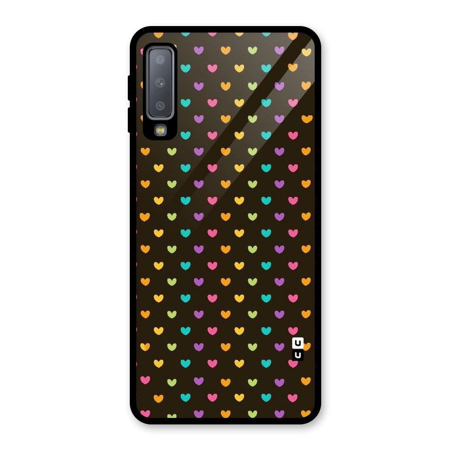 Rainbow Hearts Glass Back Case for Galaxy A7 (2018)
