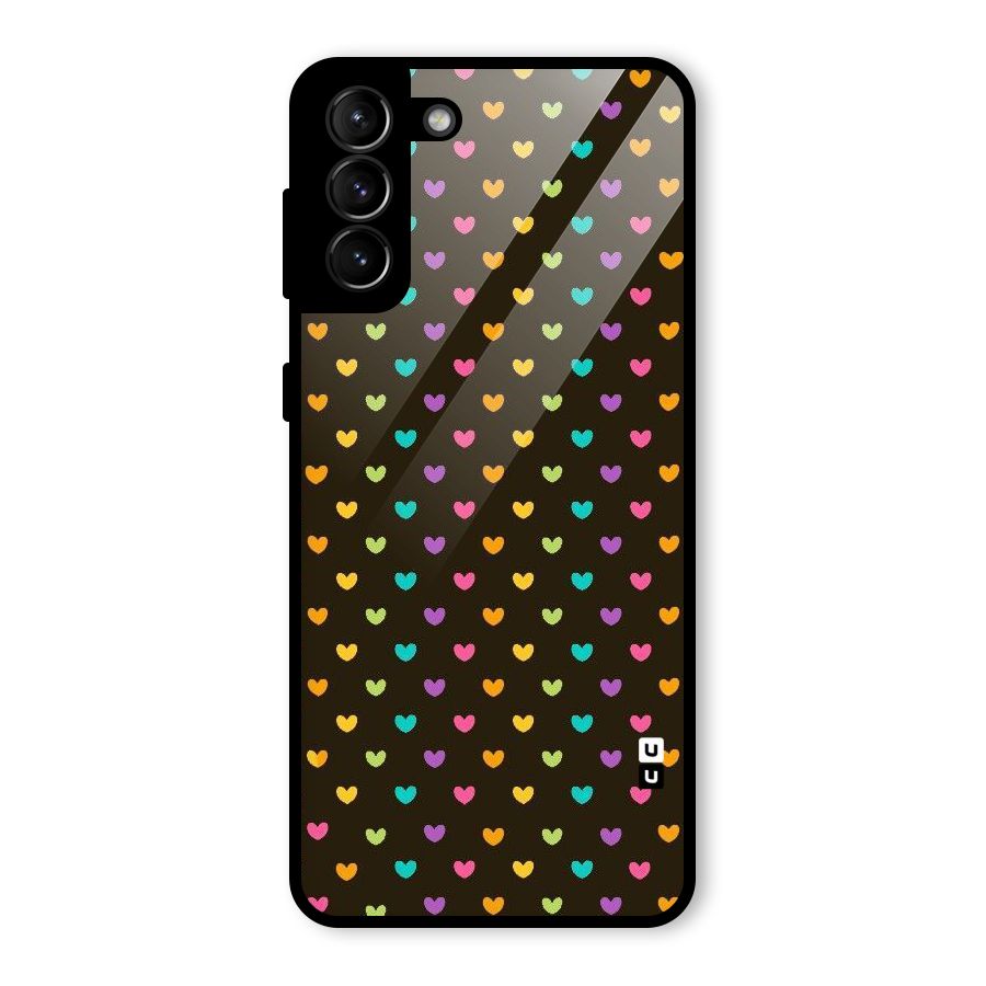 Rainbow Hearts Glass Back Case for Galaxy S21 Plus