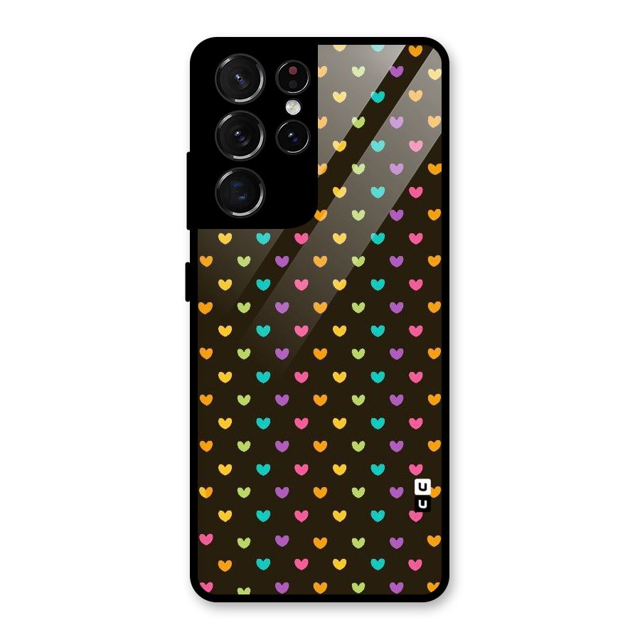 Rainbow Hearts Glass Back Case for Galaxy S21 Ultra 5G