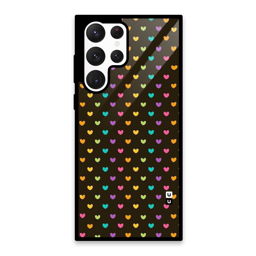 Rainbow Hearts Glass Back Case for Galaxy S22 Ultra 5G