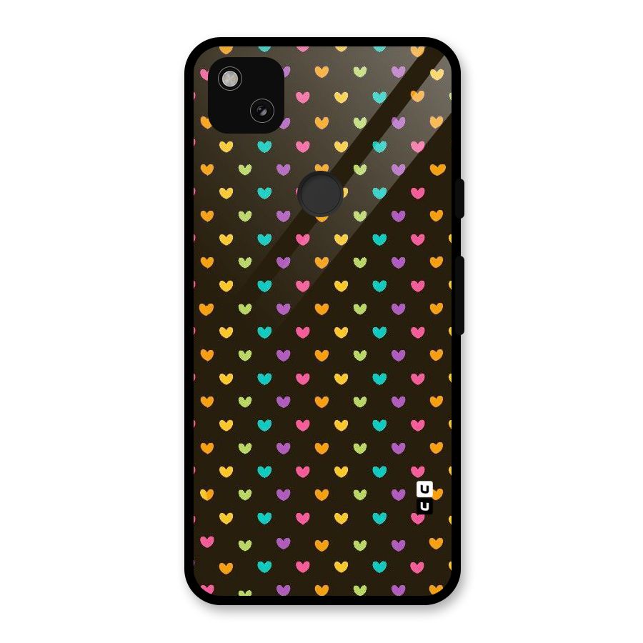 Rainbow Hearts Glass Back Case for Google Pixel 4a