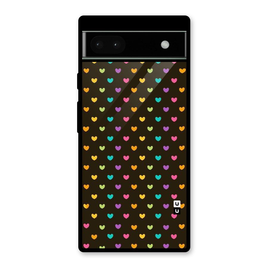Rainbow Hearts Glass Back Case for Google Pixel 6a