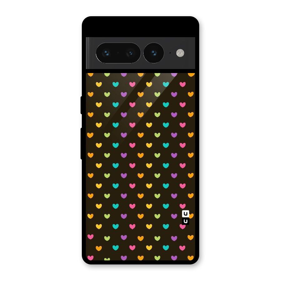 Rainbow Hearts Glass Back Case for Google Pixel 7 Pro