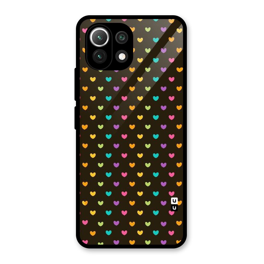 Rainbow Hearts Glass Back Case for Mi 11 Lite