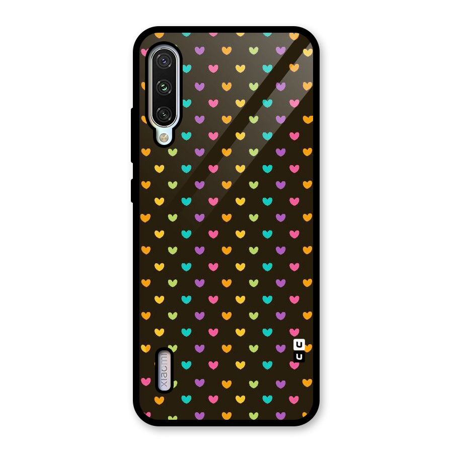 Rainbow Hearts Glass Back Case for Mi A3