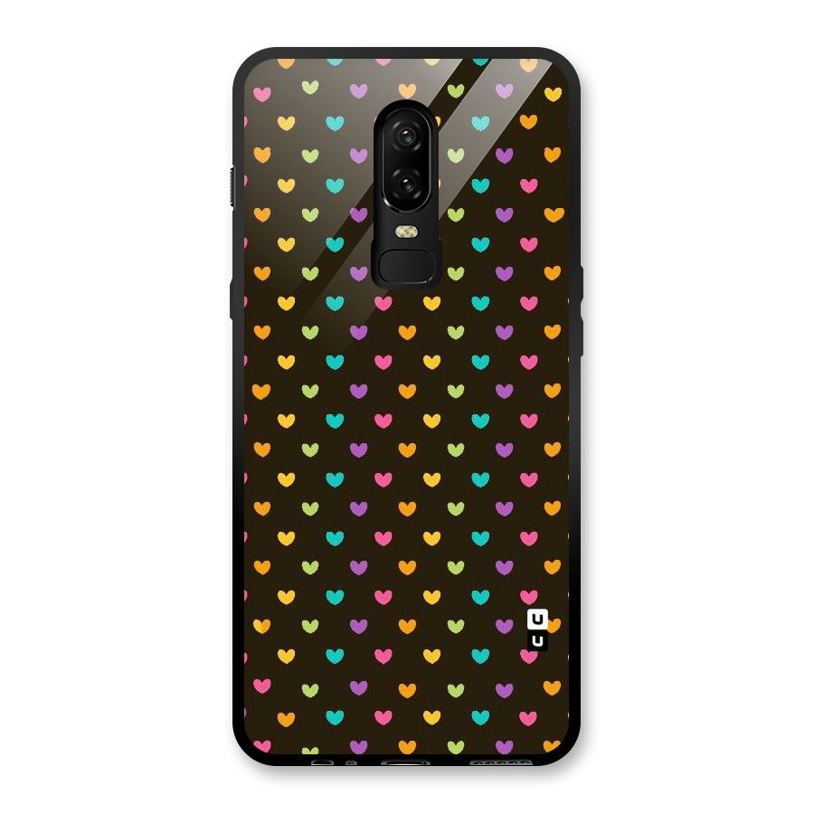 Rainbow Hearts Glass Back Case for OnePlus 6