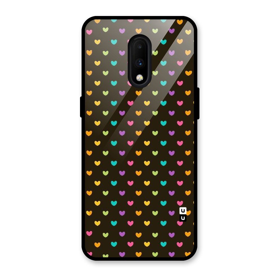 Rainbow Hearts Glass Back Case for OnePlus 7