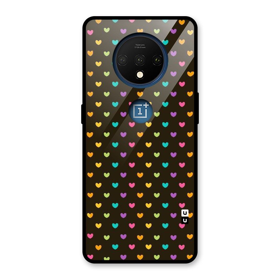Rainbow Hearts Glass Back Case for OnePlus 7T