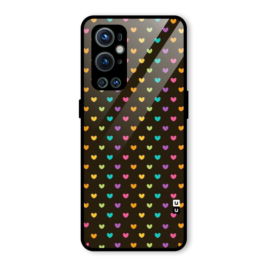 Rainbow Hearts Glass Back Case for OnePlus 9 Pro