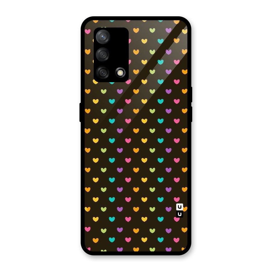 Rainbow Hearts Glass Back Case for Oppo F19