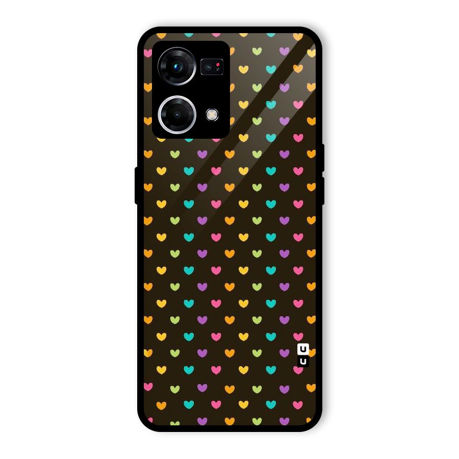 Rainbow Hearts Glass Back Case for Oppo F21 Pro 4G