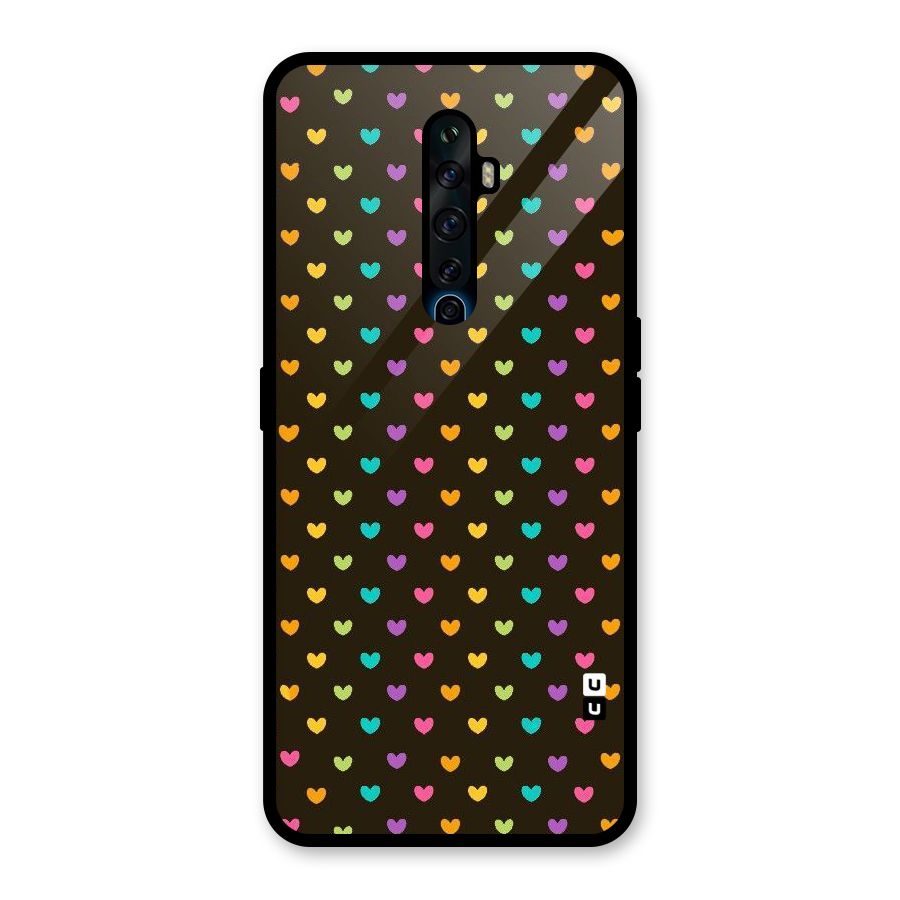 Rainbow Hearts Glass Back Case for Oppo Reno2 F