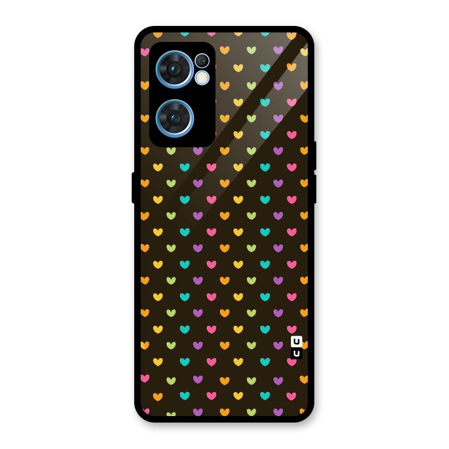 Rainbow Hearts Glass Back Case for Oppo Reno7 5G