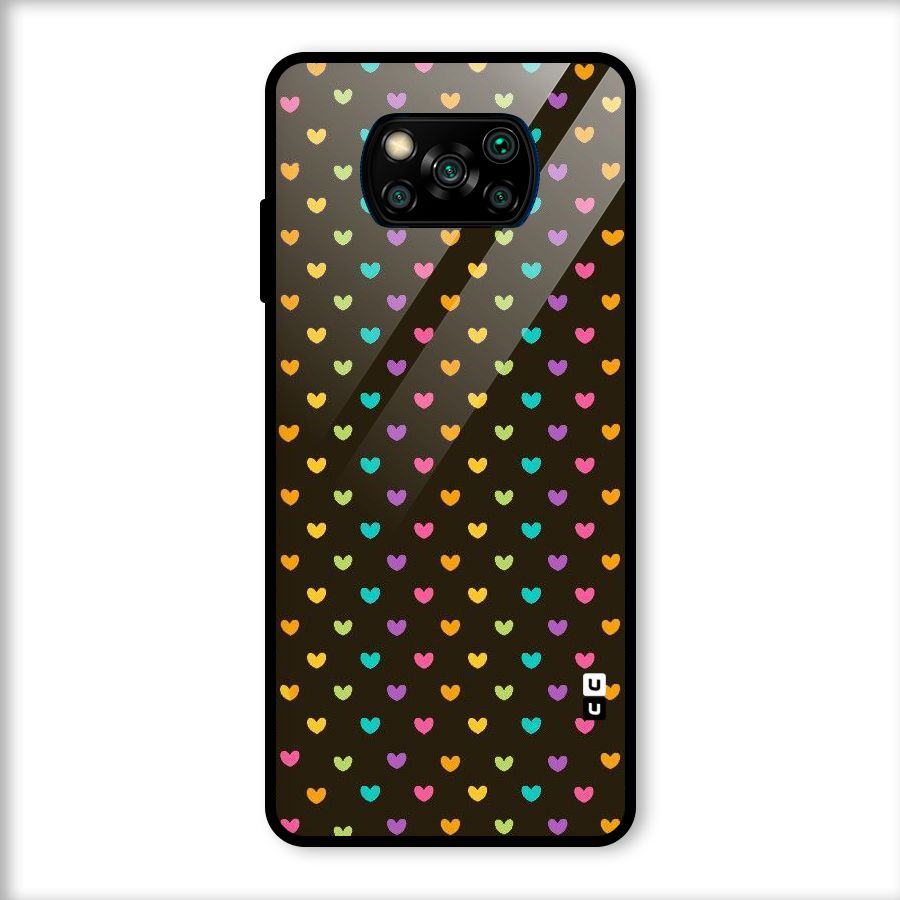 Rainbow Hearts Glass Back Case for Poco X3