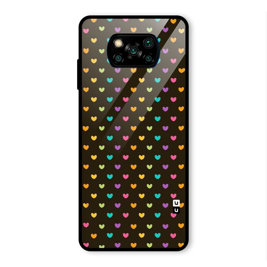 Rainbow Hearts Glass Back Case for Poco X3 Pro