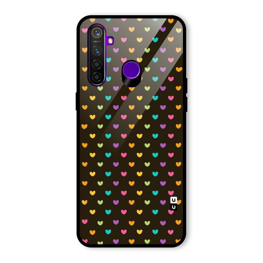 Rainbow Hearts Glass Back Case for Realme 5 Pro