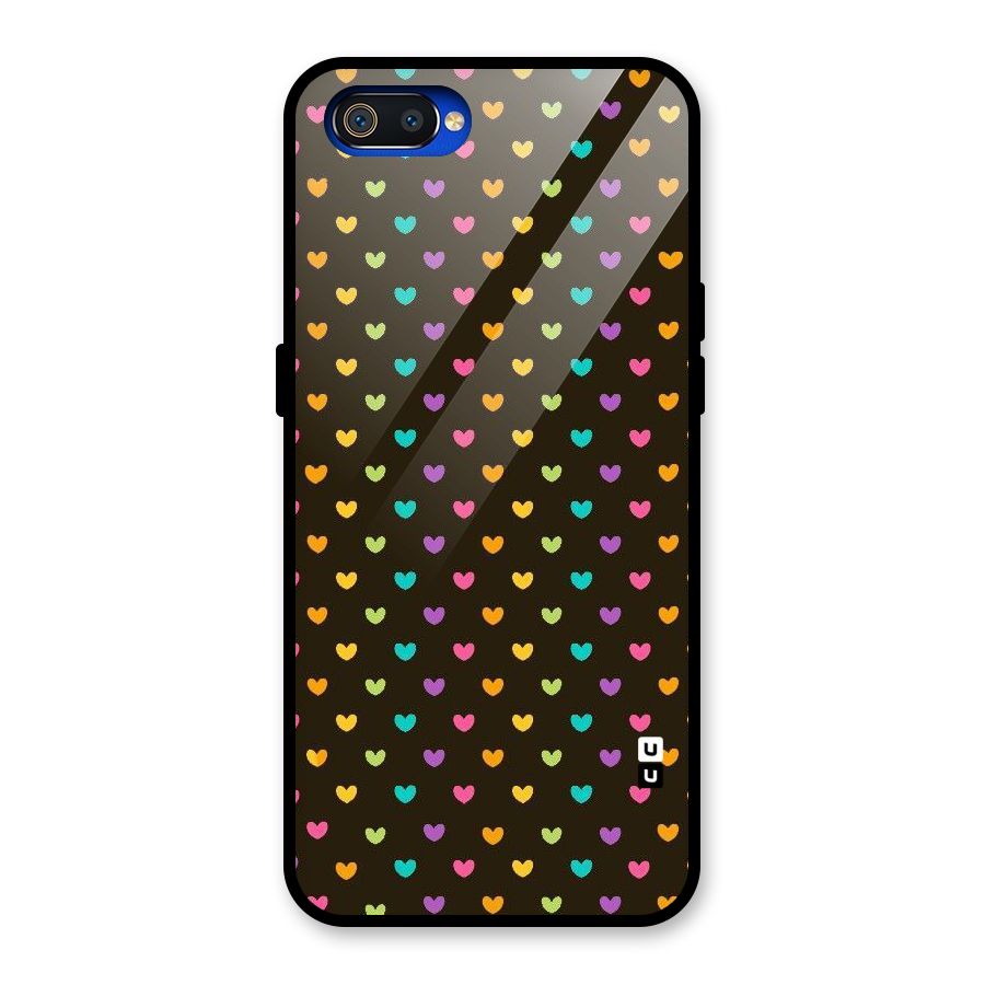 Rainbow Hearts Glass Back Case for Realme C2