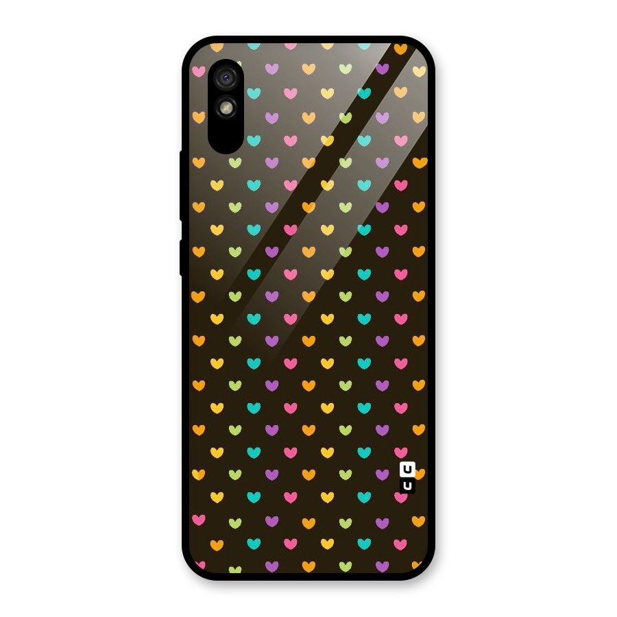 Rainbow Hearts Glass Back Case for Redmi 9A