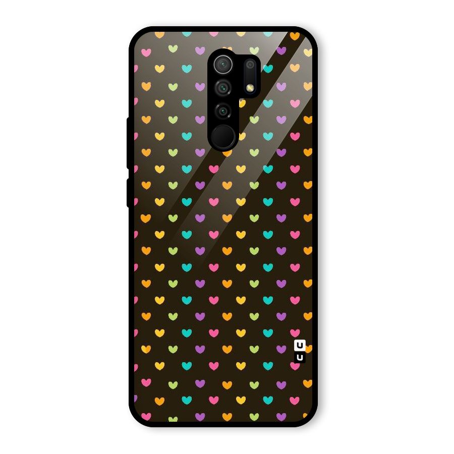 Rainbow Hearts Glass Back Case for Redmi 9 Prime