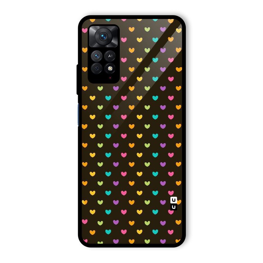 Rainbow Hearts Glass Back Case for Redmi Note 11 Pro