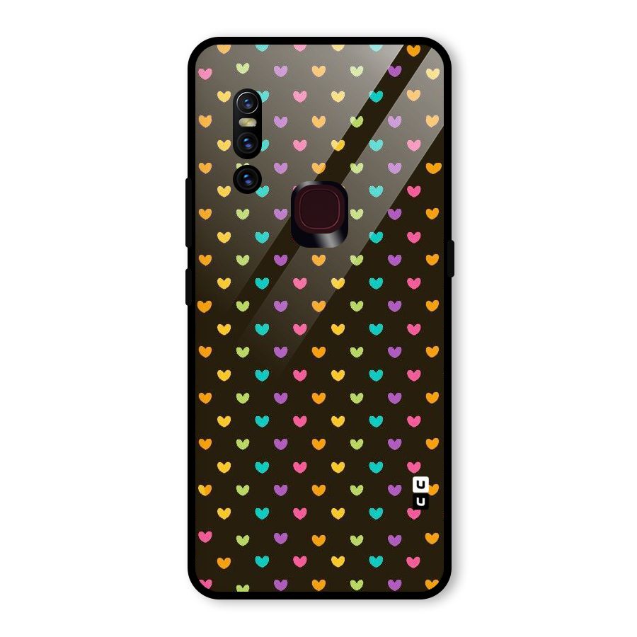 Rainbow Hearts Glass Back Case for Vivo V15