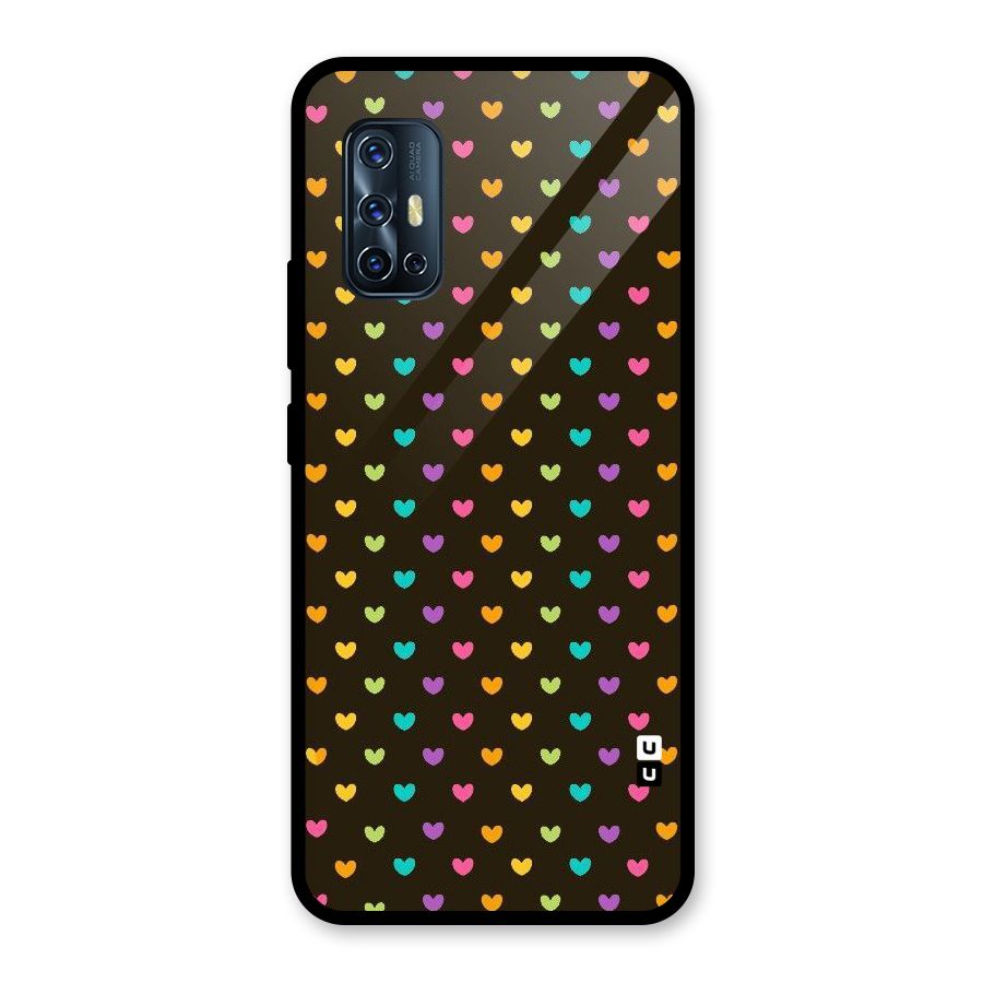 Rainbow Hearts Glass Back Case for Vivo V17