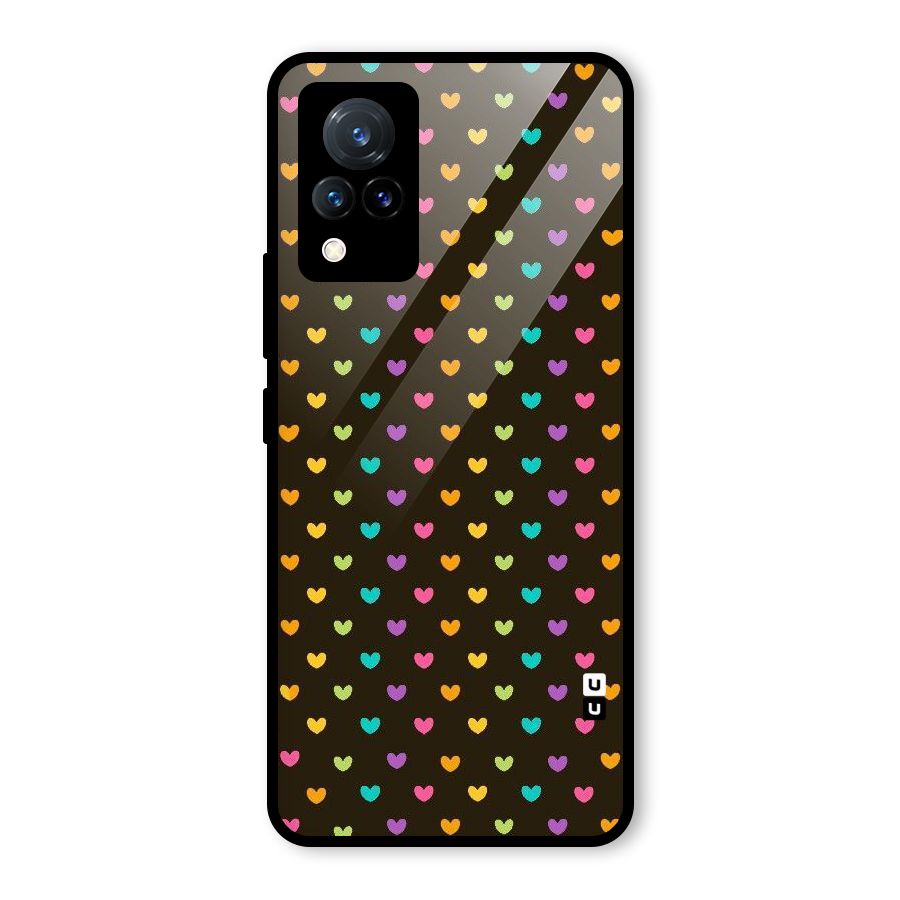 Rainbow Hearts Glass Back Case for Vivo V21 5G