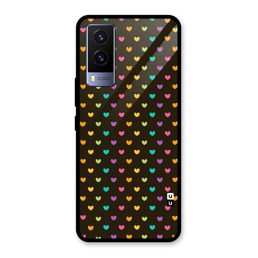 Rainbow Hearts Glass Back Case for Vivo V21e 5G