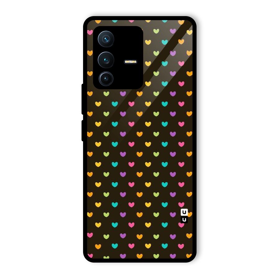 Rainbow Hearts Glass Back Case for Vivo V23 Pro
