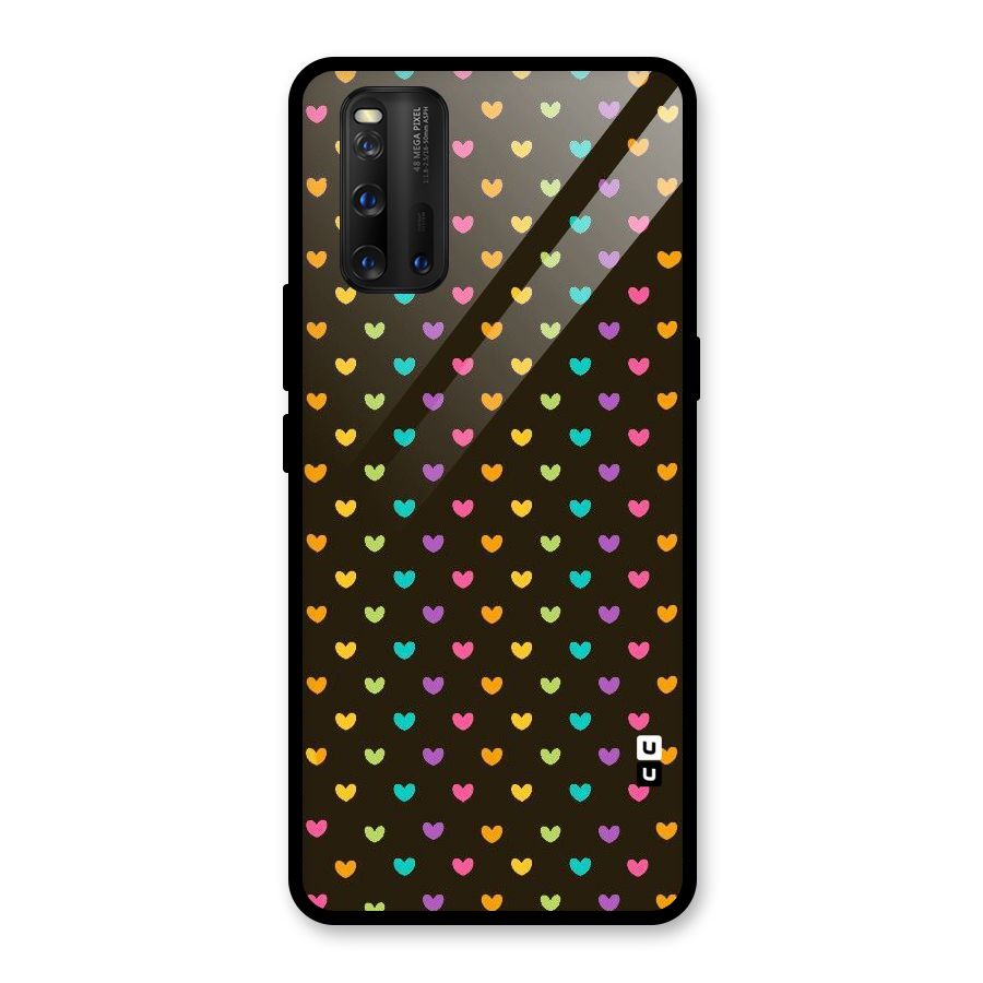 Rainbow Hearts Glass Back Case for Vivo iQOO 3