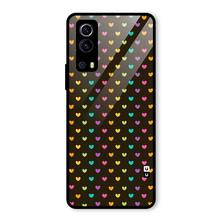 Rainbow Hearts Glass Back Case for Vivo iQOO Z3
