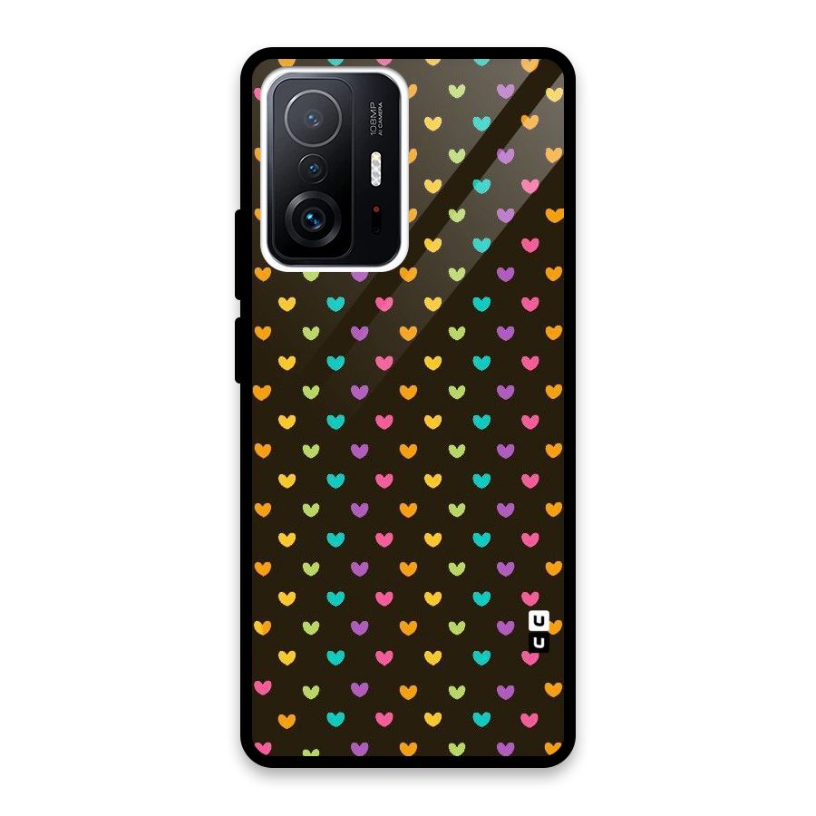 Rainbow Hearts Glass Back Case for Xiaomi 11T Pro