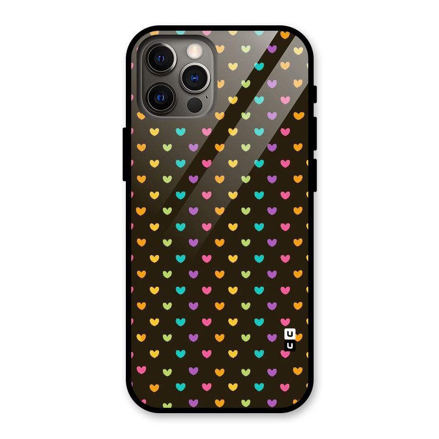 Rainbow Hearts Glass Back Case for iPhone 12 Pro