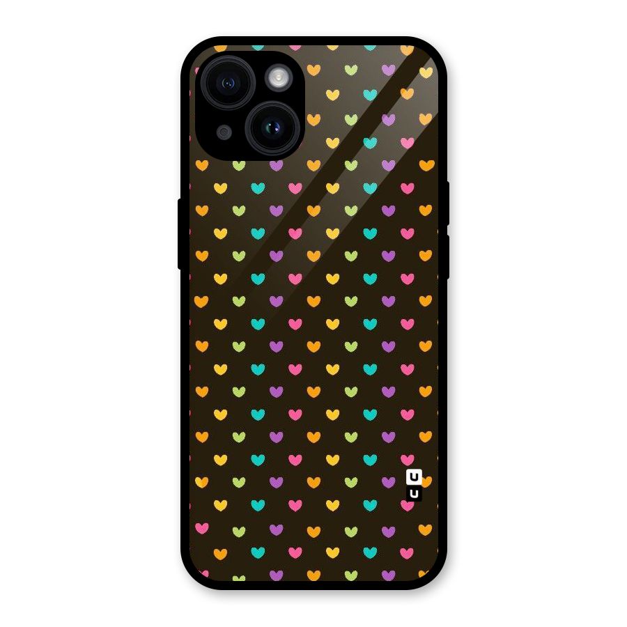 Rainbow Hearts Glass Back Case for iPhone 14