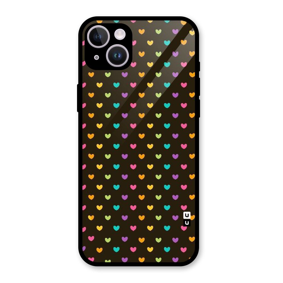 Rainbow Hearts Glass Back Case for iPhone 14 Plus