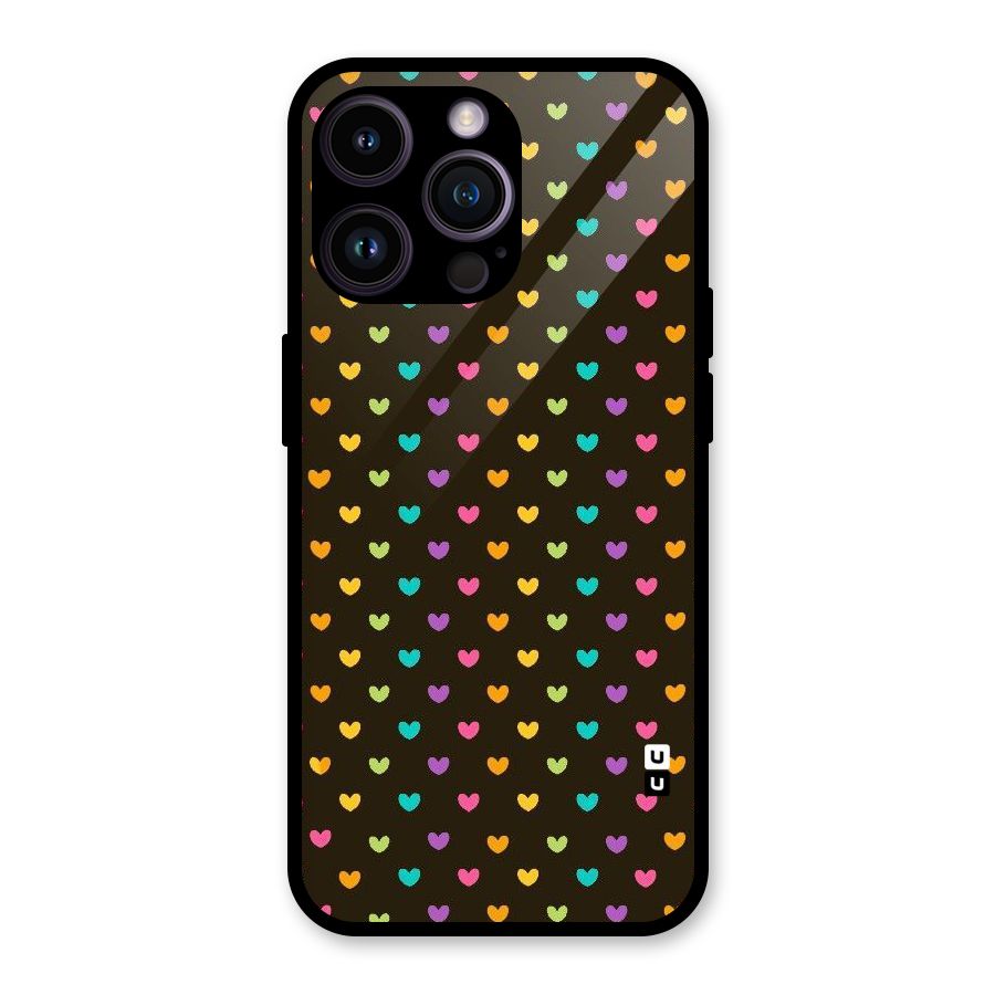 Rainbow Hearts Glass Back Case for iPhone 14 Pro Max