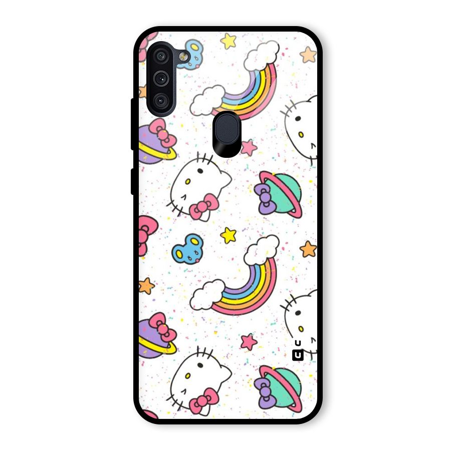 Rainbow Kit Tee Glass Back Case for Galaxy M11