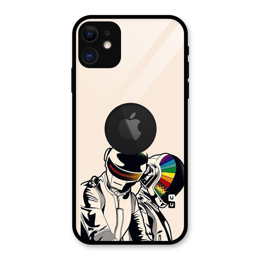 Rainbow Radio Glass Back Case for iPhone 11 Logo Cut