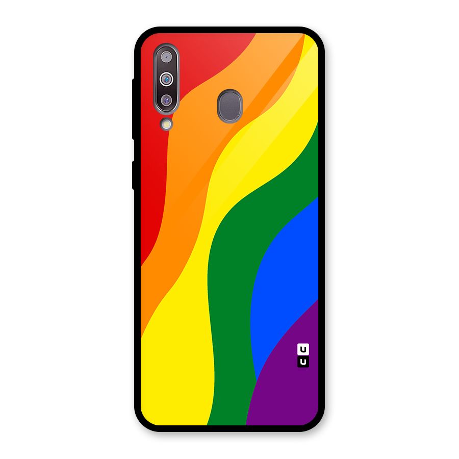 Rainbow Slant Curves Glass Back Case for Galaxy M30