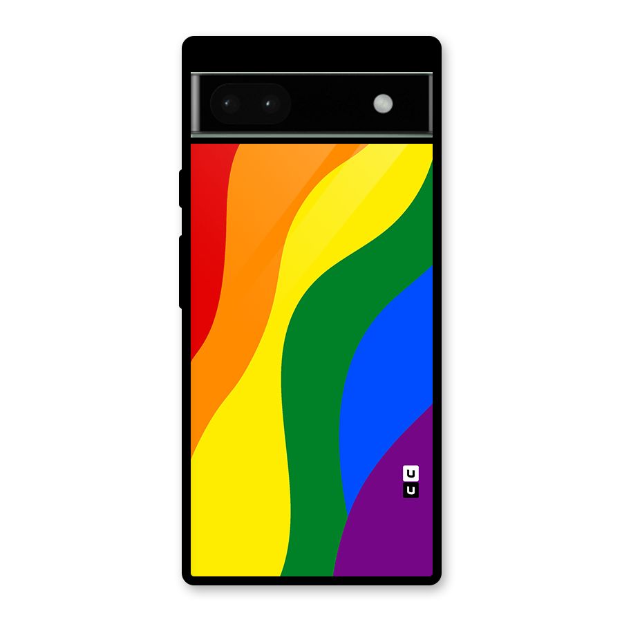 Rainbow Slant Curves Glass Back Case for Google Pixel 6a