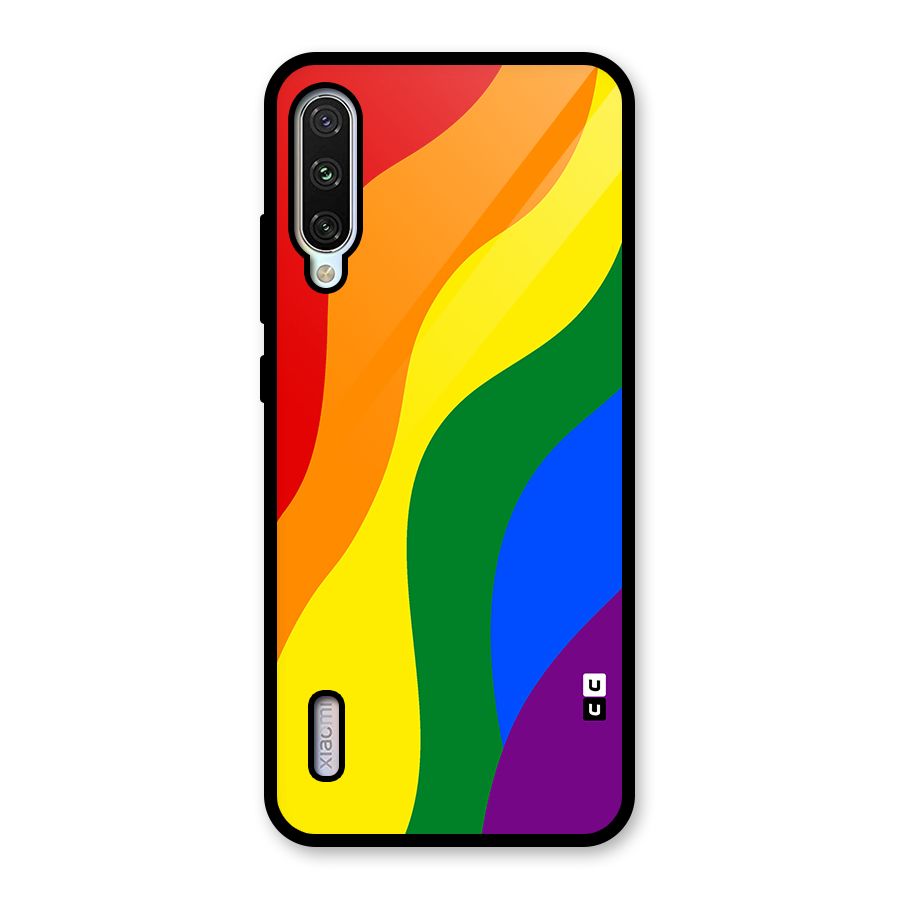 Rainbow Slant Curves Glass Back Case for Mi A3