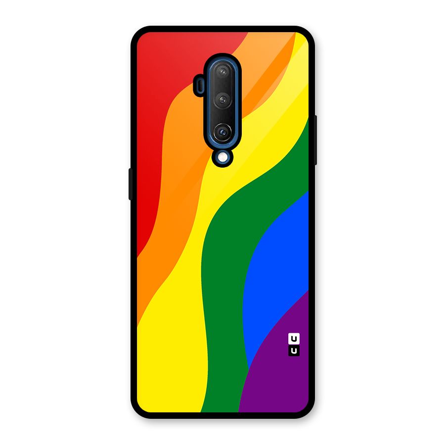 Rainbow Slant Curves Glass Back Case for OnePlus 7T Pro