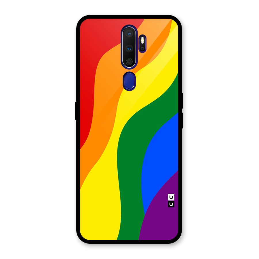 Rainbow Slant Curves Glass Back Case for Oppo A9 (2020)