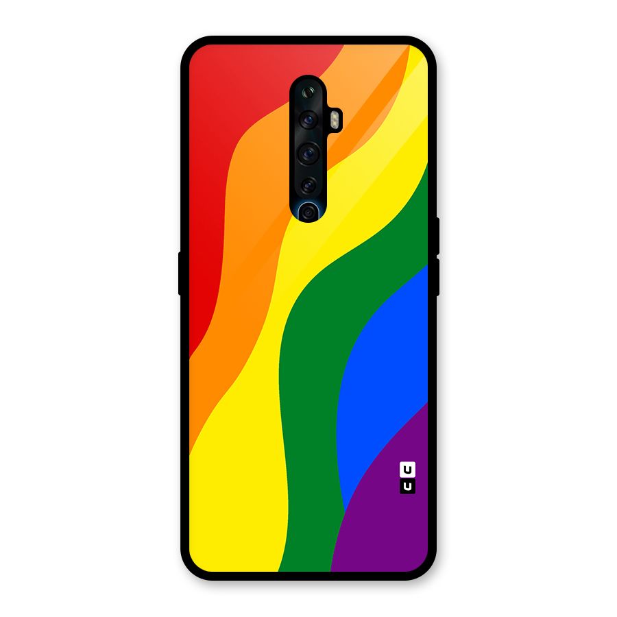 Rainbow Slant Curves Glass Back Case for Oppo Reno2 F