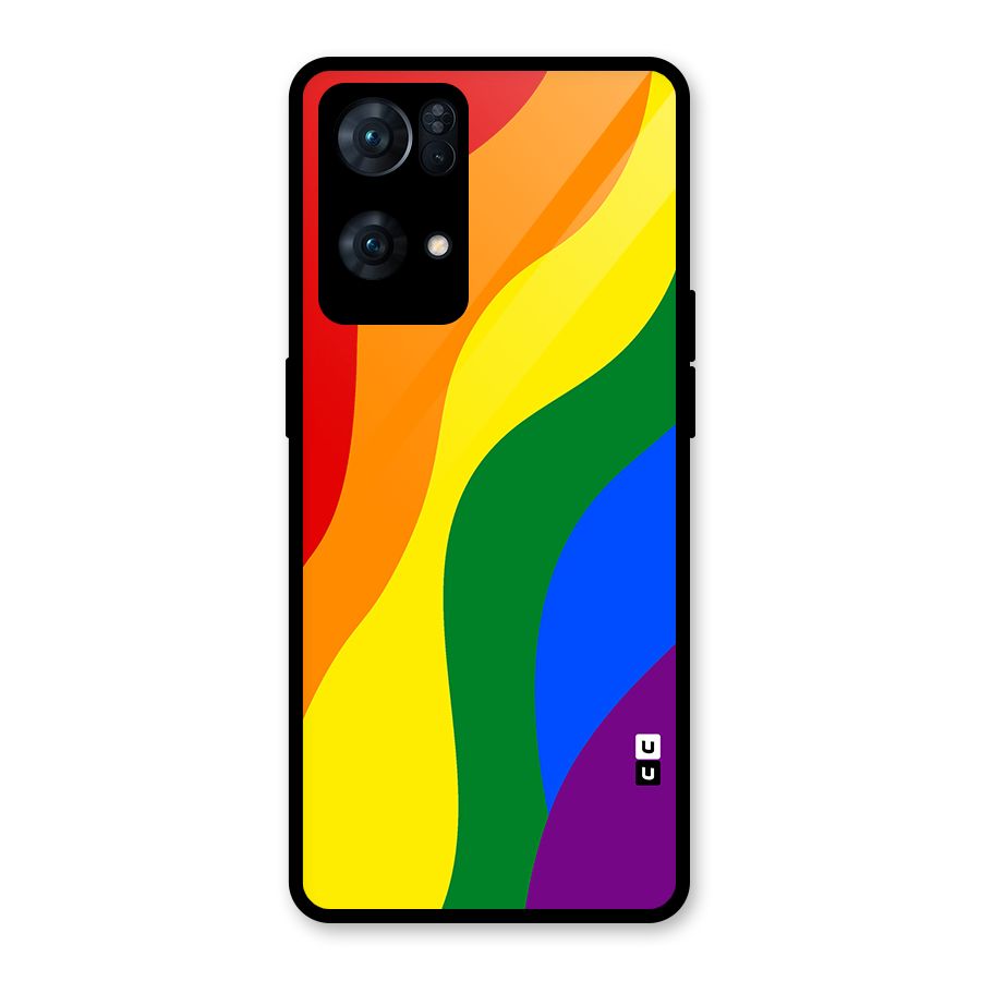 Rainbow Slant Curves Glass Back Case for Oppo Reno7 Pro 5G