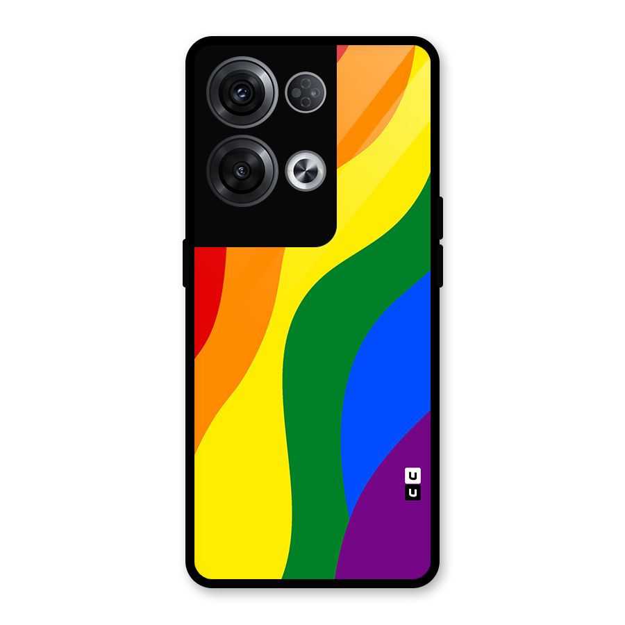 Rainbow Slant Curves Glass Back Case for Oppo Reno8 Pro 5G