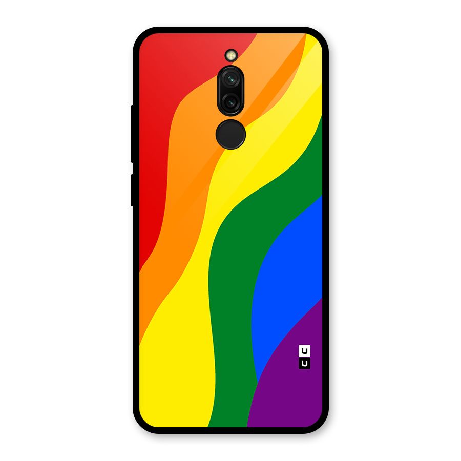 Rainbow Slant Curves Glass Back Case for Redmi 8