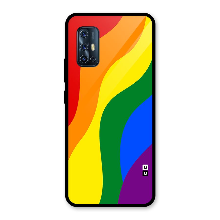 Rainbow Slant Curves Glass Back Case for Vivo V17